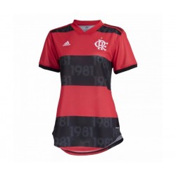 Camisola CR Flamengo Mulher Equipamento Primeiro 2021-2022 Manga Curta